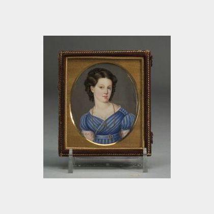 Portrait Miniature on Ivory of a Young Lady in Blue