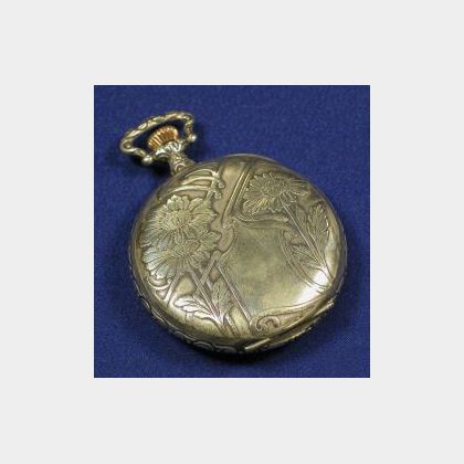 Art Nouveau Sterling Silver Openface Pocket Watch, Locust