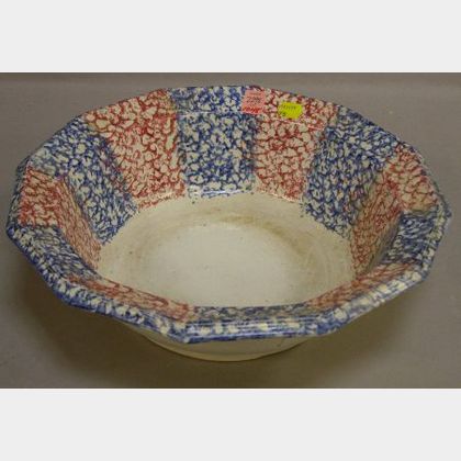 English Blue and Red Spatter Fruit Bowl