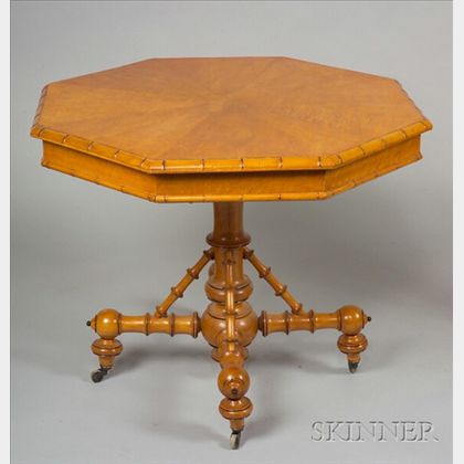 Victorian Faux Bamboo and Maple Octagonal Center Table