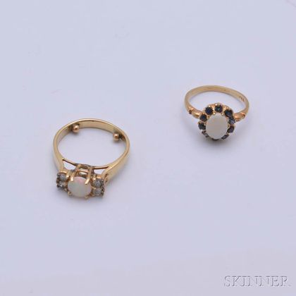 Two 14kt Gold and Opal Rings