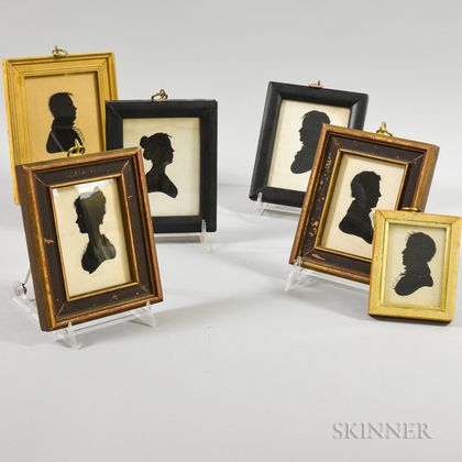 Six Framed King and Williams Hollow-cut Silhouettes