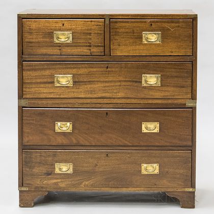 Two-part Brass-bound Campaign Chest of Drawers