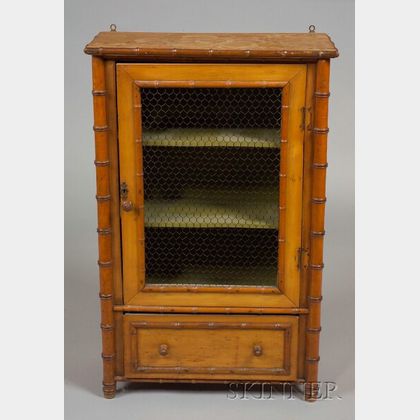 Victorian Faux Bamboo and Grill-inset Hanging Cabinet
