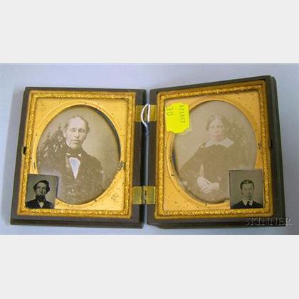 19th Century Cased Double Daguerreotype Portrait Photographs