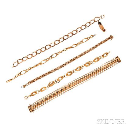 Five 14kt Gold Bracelets