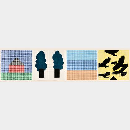 Jennifer Bartlett (American, b. 1941) Rhapsody: House, Trees, Beach, Birds /A Set of Four Works
