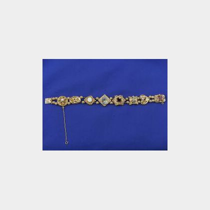 14kt Gold and Gem-set Slide Bracelet