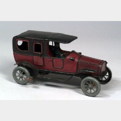 Bub Lithographed Tin Clockwork Saloon Car