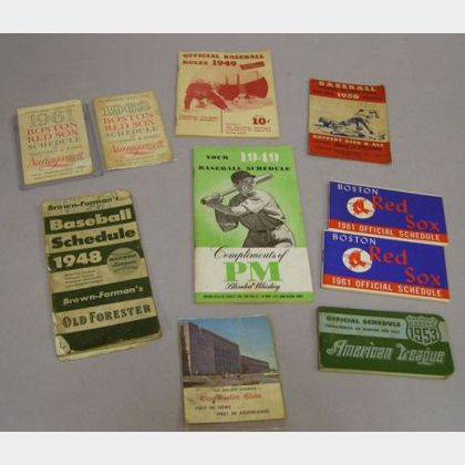 Eight 1940s-1960s Promotional Boston Red Sox Schedules