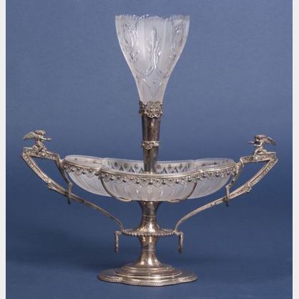 Edward VII Silver and Glass Epergne