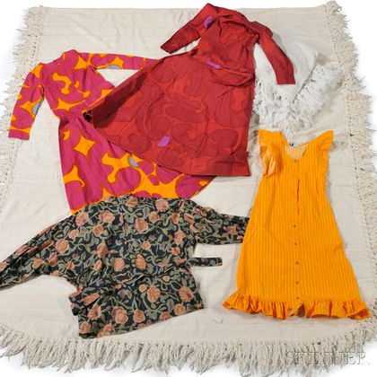 Four Marimekko Garments and Two Haitian Cotton Bedspreads 