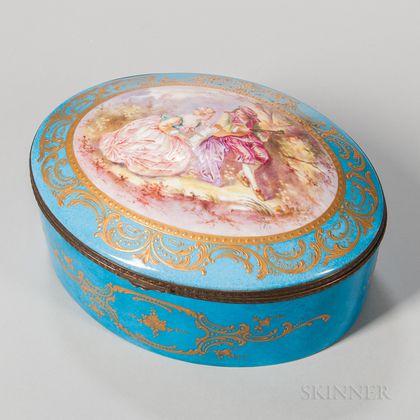 Oval Sevres-style Porcelain Box