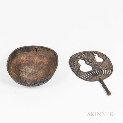 Chinese Pierced Cast Iron Gourd-form Censer