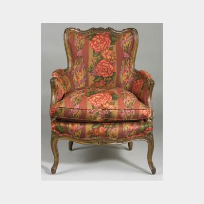 Louis XV Style Beechwood Floral Chintz Upholstered Bergere