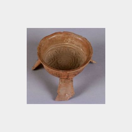 Pre-Columbian Painted Tripod Pottery Bowl