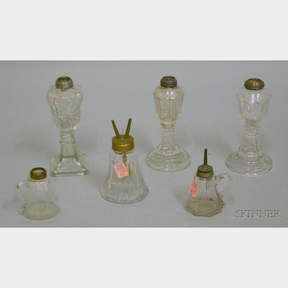 Six Colorless Glass Lamps