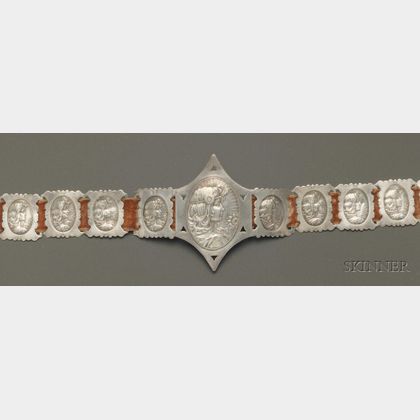 Art Nouveau/Aesthetic Movement Sterling Silver Panel Belt