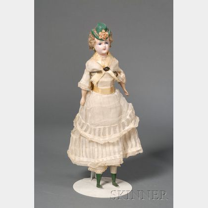 Hatted Wax Over Composition Shoulder Head Lady Doll
