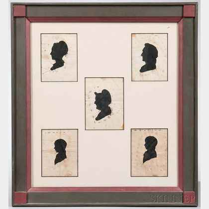 Five Silhouette Portraits in a Common Frame