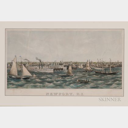 Framed Lithograph of Newport, Rhode Island, Harbor