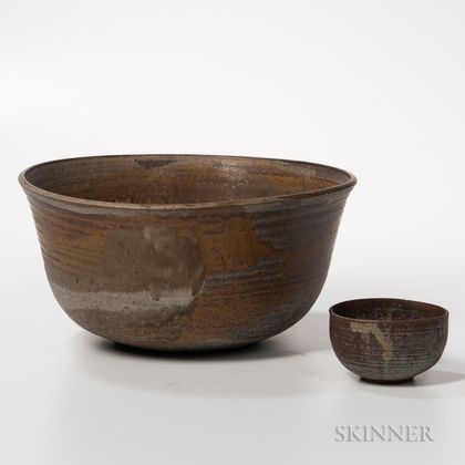 Toshiko Takaezu (1922-2011) Art Pottery Bowl and Tea Bowl 
