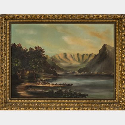 American School, 19th Century Mountainside River Scene