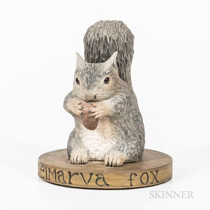 Carved and Painted Figure of a Delmarva Fox Squirrel