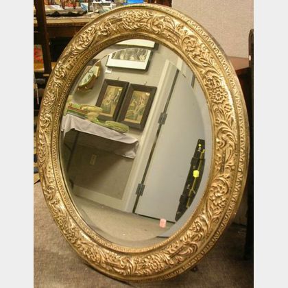 Italian-style Silver Gilt Gesso Mirror with Beveled Glass