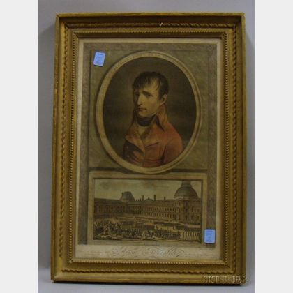 Framed 19th Century Hand-colored Napoleon Portrait Revue du Quintidi Print