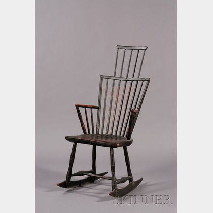 Windsor Black-painted Comb-back Rocking Armchair