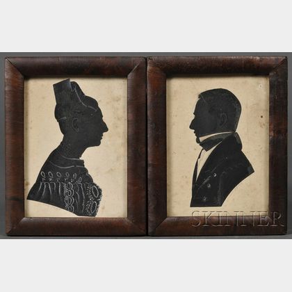 Pair of Silhouette Portraits of Dr. and Mrs. Thomas J. Yarrow of Philadelphia