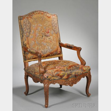 Tapestry Upholstered Fruitwood Armchair