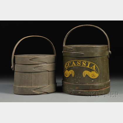 Two Painted Wooden Firkins
