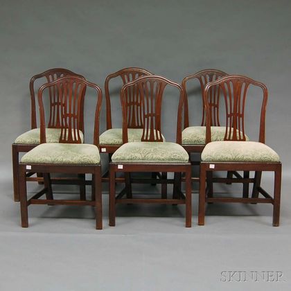 Set of Six Chippendale Mahogany Dining Chairs with Upholstered Slip Seats. Estimate $150-250