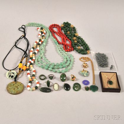 Group of Mostly Asian Hardstone Jewelry