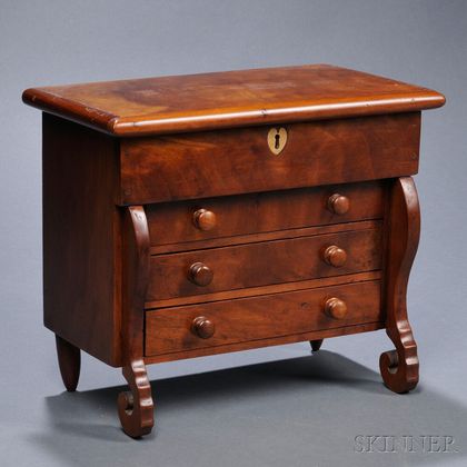 Miniature Classical Cherry Lift-top Chest over Three Drawers