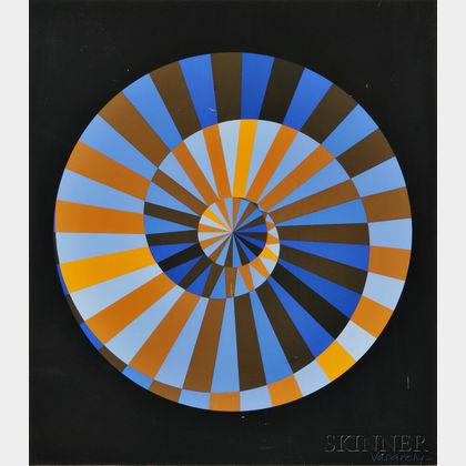 Victor Vasarely (Hungarian/French, 1906-1997) Abstract Spiral with Blue and Orange