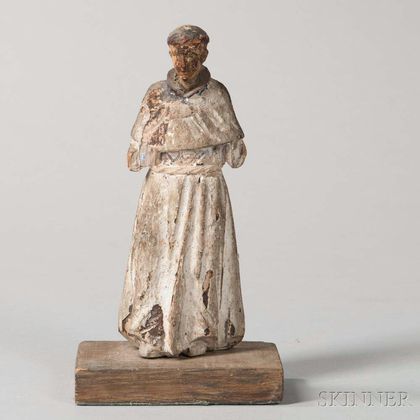 Continental Carved Wood Figure of a Friar