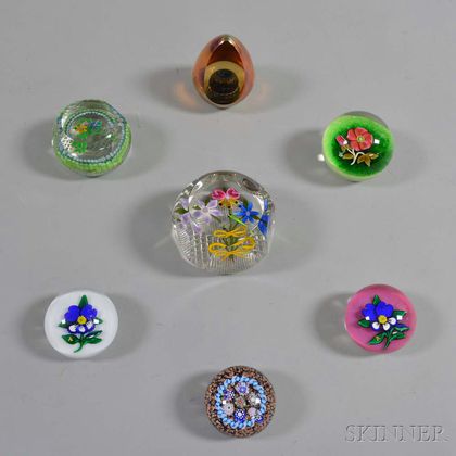 Seven Art Glass Paperweights