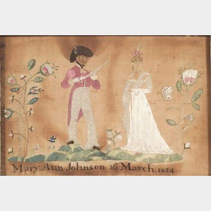 Needlework Picture of a Soldier and a Young Lady