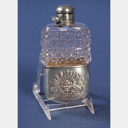 Unger Brothers Sterling and Colorless Cut Glass Flask