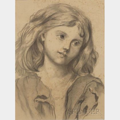 Manner of Dante Gabriel Rossetti (British, 1828-1882) Portrait of a Young Girl.
