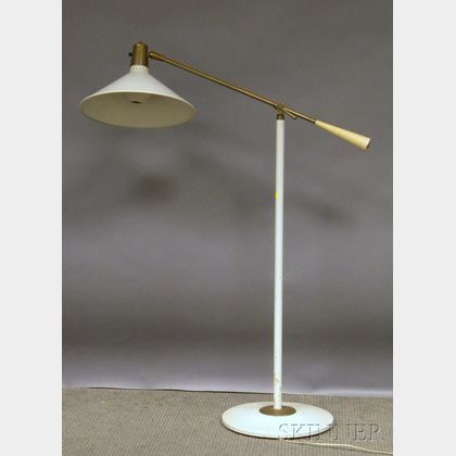 Modern Brass and Painted Metal Counter Balance Floor-standing Reading Lamp