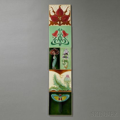 Six Art Nouveau Tiles 
