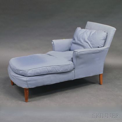 Paine Blue Canvas Upholstered Chaise