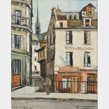 Paul Feron (French, 20th Century) Two Parisian Views: Rue des Ursins