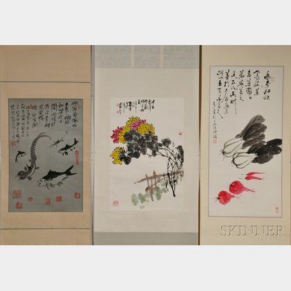 Three Hanging Scrolls of Chinese Paintings