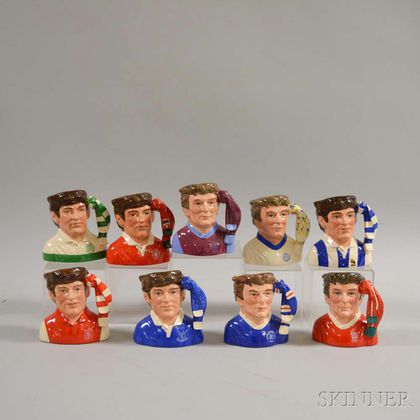 Nine Small Royal Doulton Ceramic Football Supporter Character Jugs. Estimate $200-300