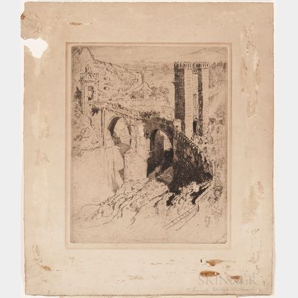 Joseph Pennell (American, 1860-1926) Two Views: Bridge of Alcantara, Toledo